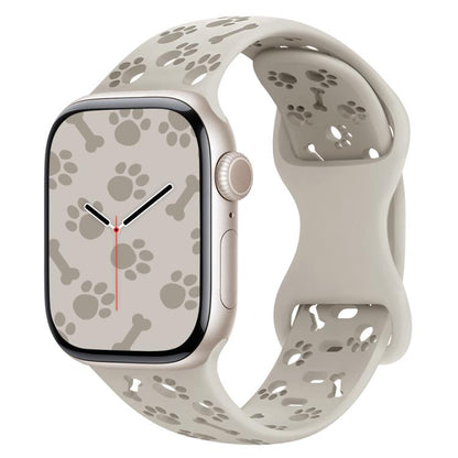 Dog Paw Bones Butterfly Buckle Silicone Watch Band, For Apple Watch 46mm / 49mm / 45mm / 44mm, For Apple Watch 42mm / 41mm / 40mm / 38mm