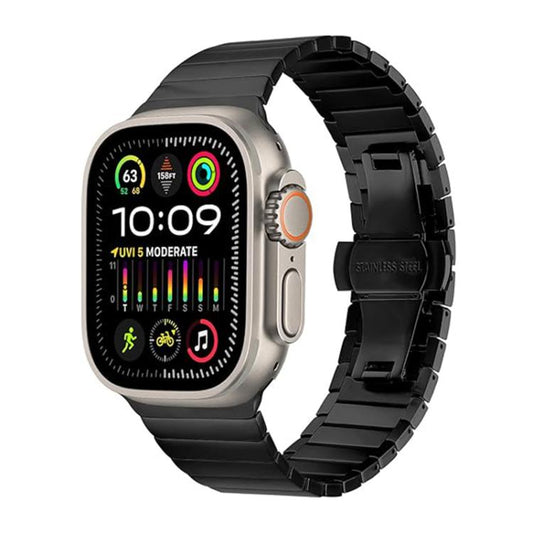 Butterfly Clasp One-Bead Titanium Alloy Watch Band, For Apple Watch 46mm / 49mm / 45mm / 44mm
