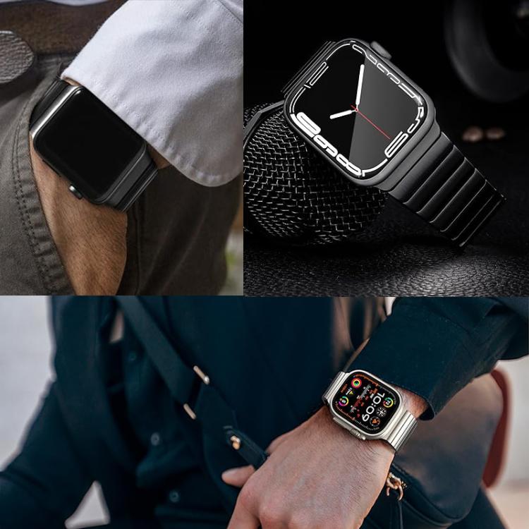 Butterfly Clasp One-Bead Titanium Alloy Watch Band, For Apple Watch 46mm / 49mm / 45mm / 44mm