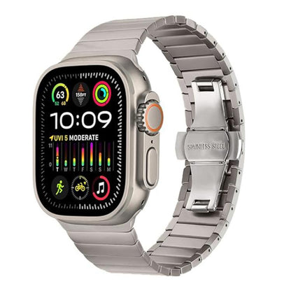 Butterfly Clasp One-Bead Titanium Alloy Watch Band, For Apple Watch 46mm / 49mm / 45mm / 44mm