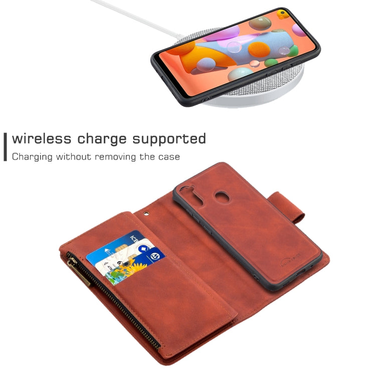 Skin Feel Detachable Magnetic Zipper Horizontal Flip PU Leather Case with Multi-Card Slots & Holder & Wallet & Photo Frame & Lanyard, For Samsung Galaxy A11, For Samsung Galaxy A21s, For Samsung Galaxy A31, For Samsung Galaxy S10e, For Huawei P40      ...