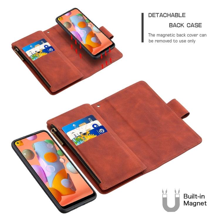 Skin Feel Detachable Magnetic Zipper Horizontal Flip PU Leather Case with Multi-Card Slots & Holder & Wallet & Photo Frame & Lanyard, For Samsung Galaxy A11, For Samsung Galaxy A21s, For Samsung Galaxy A31, For Samsung Galaxy S10e, For Huawei P40      ...