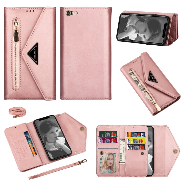 Skin Feel Zipper Horizontal Flip Leather Case with Holder & Card Slots & Photo Frame & Lanyard & Long Rope, For iPhone 6, For iPhone 6 Plus, For iPhone 7 / 8 / SE (2020), For iPhone 7 Plus / 8 Plus, For iPhone 11, For iPhone 11 Pro, For iPhone 11 Pro M...