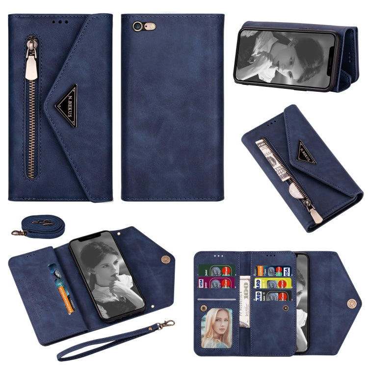 Skin Feel Zipper Horizontal Flip Leather Case with Holder & Card Slots & Photo Frame & Lanyard & Long Rope, For iPhone 6, For iPhone 6 Plus, For iPhone 7 / 8 / SE (2020), For iPhone 7 Plus / 8 Plus, For iPhone 11, For iPhone 11 Pro, For iPhone 11 Pro M...