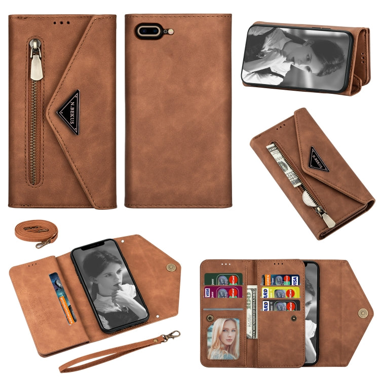 Skin Feel Zipper Horizontal Flip Leather Case with Holder & Card Slots & Photo Frame & Lanyard & Long Rope, For iPhone 6, For iPhone 6 Plus, For iPhone 7 / 8 / SE (2020), For iPhone 7 Plus / 8 Plus, For iPhone 11, For iPhone 11 Pro, For iPhone 11 Pro M...
