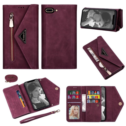 Skin Feel Zipper Horizontal Flip Leather Case with Holder & Card Slots & Photo Frame & Lanyard & Long Rope, For iPhone 6, For iPhone 6 Plus, For iPhone 7 / 8 / SE (2020), For iPhone 7 Plus / 8 Plus, For iPhone 11, For iPhone 11 Pro, For iPhone 11 Pro M...
