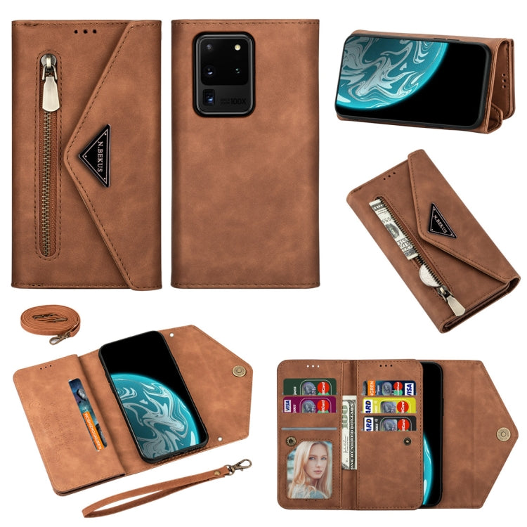 Skin Feel Zipper Horizontal Flip Leather Case with Holder & Card Slots & Photo Frame & Lanyard & Long Rope, For Samsung Galaxy Note20, For Samsung Galaxy Note20 Ultra, For Samsung Galaxy S20, For Samsung Galaxy S20+, For Samsung Galaxy S20 Ultra       ...