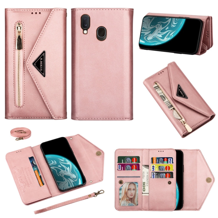 Skin Feel Zipper Horizontal Flip Leather Case with Holder & Card Slots & Photo Frame & Lanyard & Long Rope, For Samsung Galaxy A10 / M10, For Samsung Galaxy A20 / A30 / M10s, For Samsung Galaxy A20e / A10e, For Samsung Galaxy A20s, For Samsung Galaxy A...