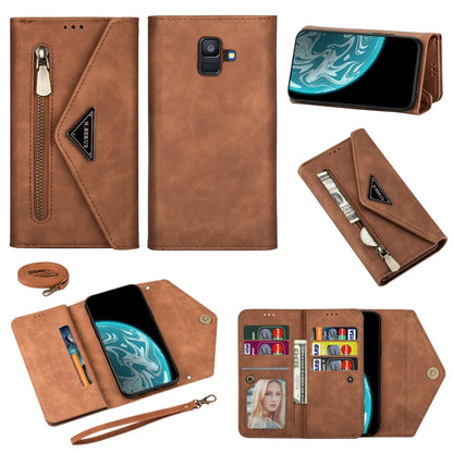 Skin Feel Zipper Horizontal Flip Leather Case with Holder & Card Slots & Photo Frame & Lanyard & Long Rope, For Samsung Galaxy A6 (2018), For Samsung Galaxy A7 (2018) / A750, For Samsung Galaxy J4 (2018), For Samsung Galaxy J7 (2018)                   ...