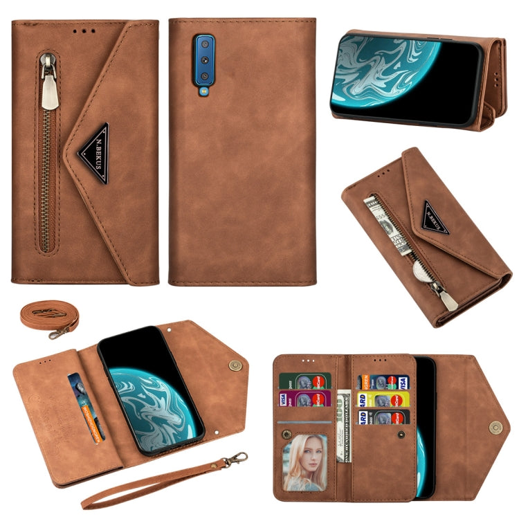 Skin Feel Zipper Horizontal Flip Leather Case with Holder & Card Slots & Photo Frame & Lanyard & Long Rope, For Samsung Galaxy A6 (2018), For Samsung Galaxy A7 (2018) / A750, For Samsung Galaxy J4 (2018), For Samsung Galaxy J7 (2018)                   ...