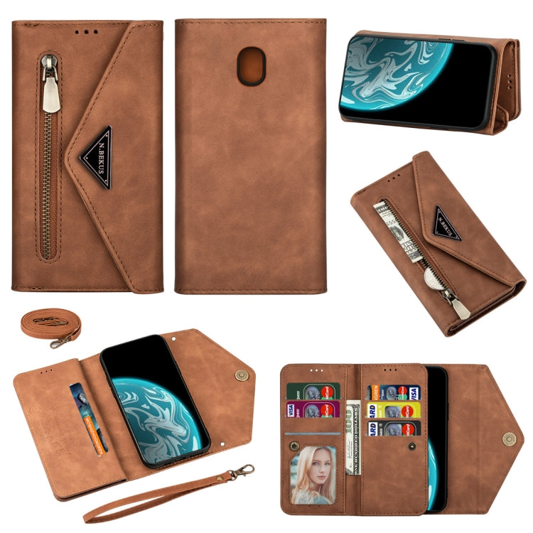Skin Feel Zipper Horizontal Flip Leather Case with Holder & Card Slots & Photo Frame & Lanyard & Long Rope, For Samsung Galaxy A6 (2018), For Samsung Galaxy A7 (2018) / A750, For Samsung Galaxy J4 (2018), For Samsung Galaxy J7 (2018)                   ...