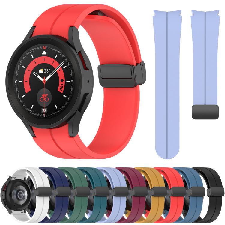 xDfind Fold Magnetic Black Buckle Silicone Watch Band, For Samsung Galaxy Watch7 / FE / 6 / 5 / 4, For Samsung Galaxy Watch6 / Watch6 Classic, For Samsung Galaxy Watch5 / Watch5 Pro, For Samsung Galaxy Watch4 / Watch4 Classic                           ...