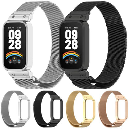xDfind Watch Frame Integrated Milan Magnetic Metal Watch Band, For Redmi Band 3 / Xiaomi Smart Band 9 Active, For Redmi Band 2 / Xiaomi Smart Band 8 Active