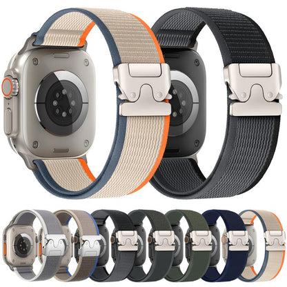 xDfind Titanium Buckle Snap Button Loop Nylon Watch Band, For Apple Watch 46mm / 49mm / 45mm / 44mm, For Apple Watch 42mm / 41mm / 40mm / 38mm