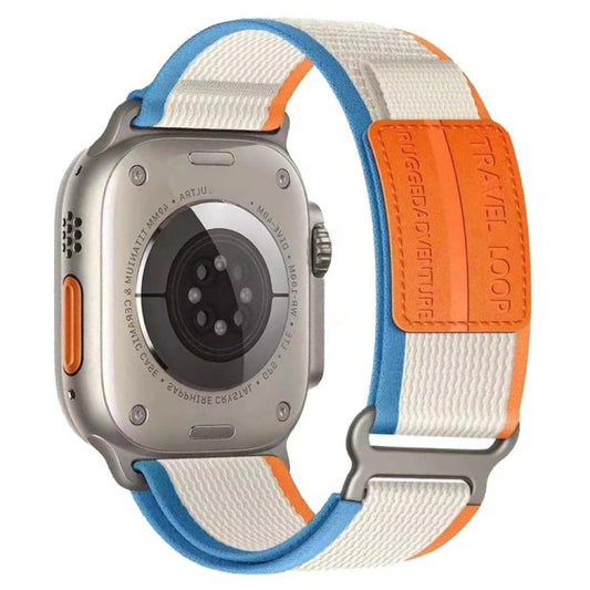 xDfind Double Section Metal Buckle Loop Nylon Braided Watch Band, For Apple Watch 46mm / 49mm / 45mm / 44mm, For Apple Watch 42mm / 41mm / 40mm / 38mm