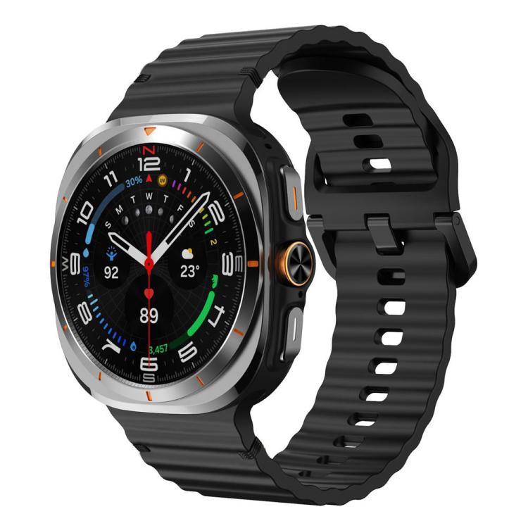 For Samsung Galaxy Watch8 Classic 46mm / Watch8 44mm / 40mm xDfind Wavy Grain Stitched Silicone Watch Band, S, L