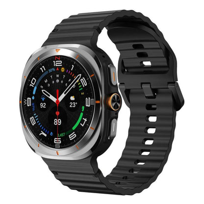 For Samsung Galaxy Watch8 Classic 46mm / Watch8 44mm / 40mm xDfind Wavy Grain Stitched Silicone Watch Band, L