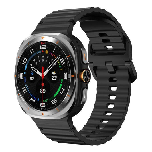 For Samsung Galaxy Watch8 Classic 46mm / Watch8 44mm / 40mm xDfind Wavy Grain Stitched Silicone Watch Band, S, L