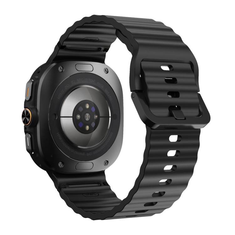For Samsung Galaxy Watch8 Classic 46mm / Watch8 44mm / 40mm xDfind Wavy Grain Stitched Silicone Watch Band, S, L