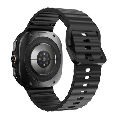 For Samsung Galaxy Watch8 Classic 46mm / Watch8 44mm / 40mm xDfind Wavy Grain Stitched Silicone Watch Band, L