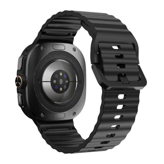 For Samsung Galaxy Watch8 Classic 46mm / Watch8 44mm / 40mm xDfind Wavy Grain Stitched Silicone Watch Band, L