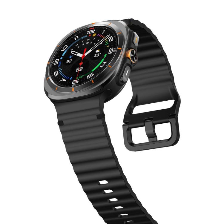 For Samsung Galaxy Watch8 Classic 46mm / Watch8 44mm / 40mm xDfind Wavy Grain Stitched Silicone Watch Band, S, L