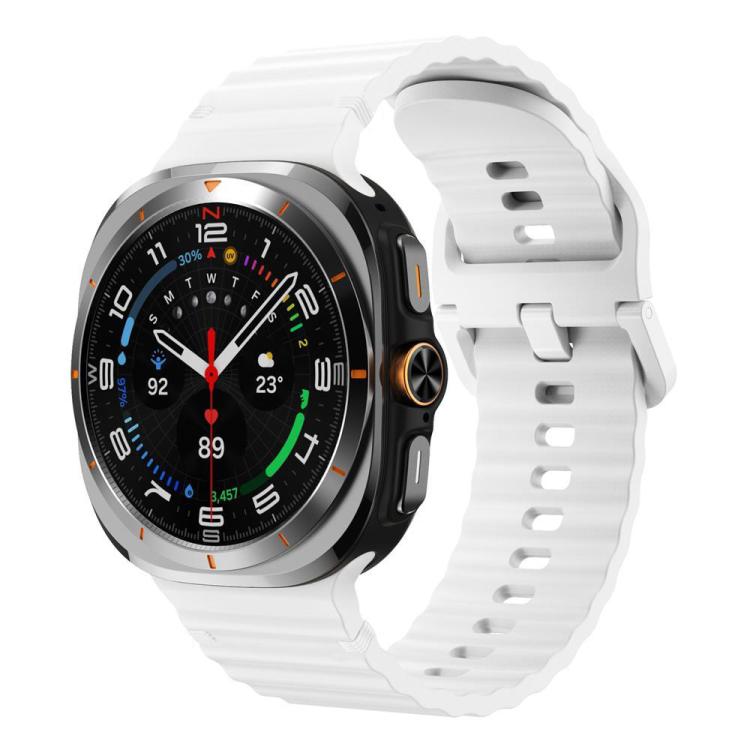 For Samsung Galaxy Watch8 Classic 46mm / Watch8 44mm / 40mm xDfind Wavy Grain Stitched Silicone Watch Band, S, L