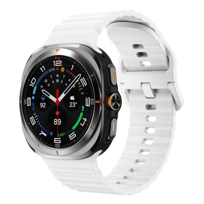 For Samsung Galaxy Watch8 Classic 46mm / Watch8 44mm / 40mm xDfind Wavy Grain Stitched Silicone Watch Band, L