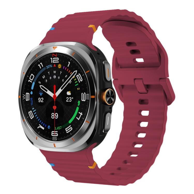 For Samsung Galaxy Watch8 Classic 46mm / Watch8 44mm / 40mm xDfind Wavy Grain Stitched Silicone Watch Band, S, L