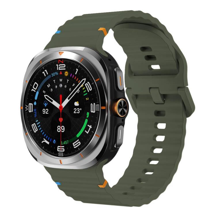 For Samsung Galaxy Watch8 Classic 46mm / Watch8 44mm / 40mm xDfind Wavy Grain Stitched Silicone Watch Band, S, L