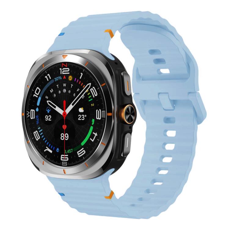 For Samsung Galaxy Watch8 Classic 46mm / Watch8 44mm / 40mm xDfind Wavy Grain Stitched Silicone Watch Band, S, L