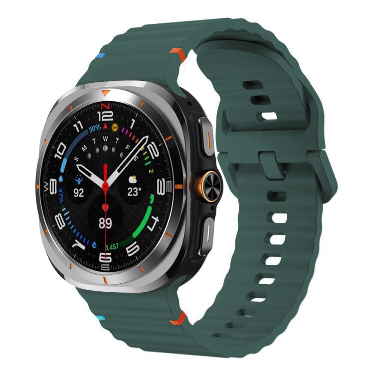 For Samsung Galaxy Watch8 Classic 46mm / Watch8 44mm / 40mm xDfind Wavy Grain Stitched Silicone Watch Band, S, L