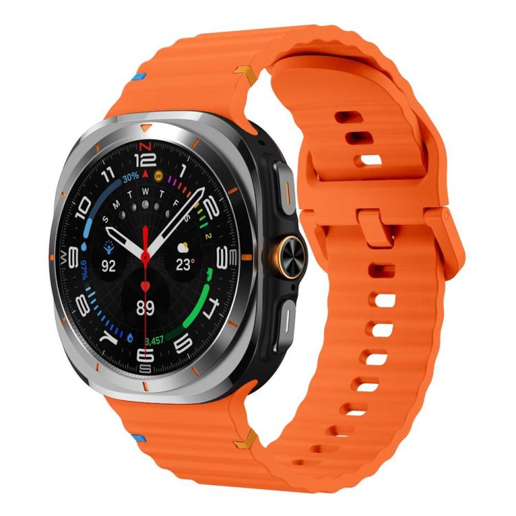 For Samsung Galaxy Watch8 Classic 46mm / Watch8 44mm / 40mm xDfind Wavy Grain Stitched Silicone Watch Band, S, L