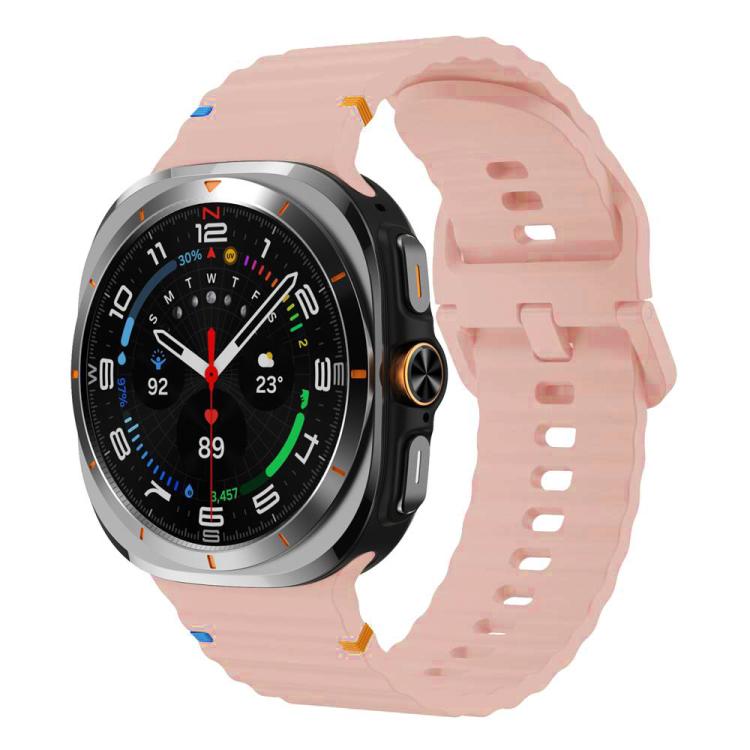 For Samsung Galaxy Watch8 Classic 46mm / Watch8 44mm / 40mm xDfind Wavy Grain Stitched Silicone Watch Band, S, L