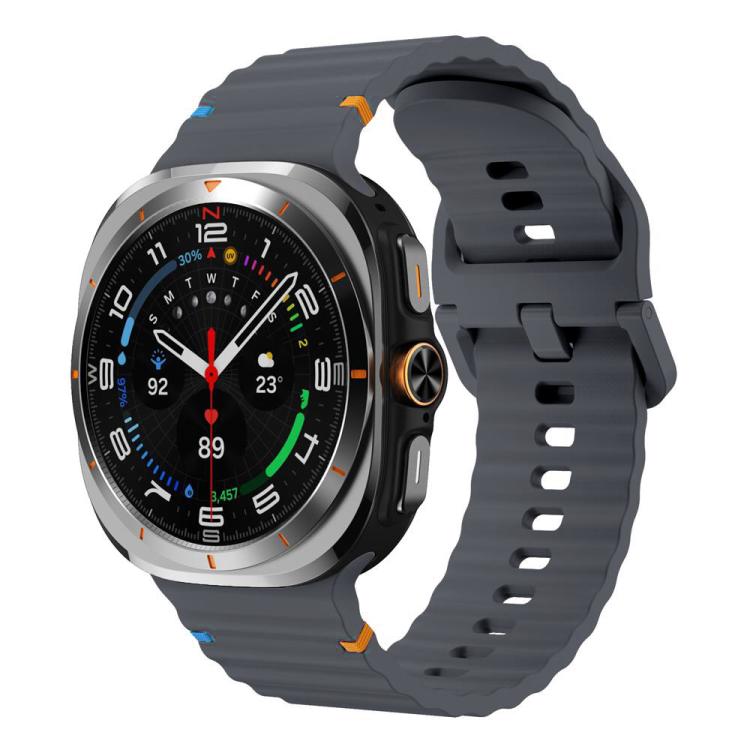 For Samsung Galaxy Watch8 Classic 46mm / Watch8 44mm / 40mm xDfind Wavy Grain Stitched Silicone Watch Band, S, L