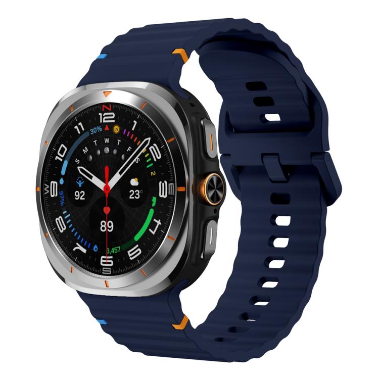 For Samsung Galaxy Watch8 Classic 46mm / Watch8 44mm / 40mm xDfind Wavy Grain Stitched Silicone Watch Band, S, L