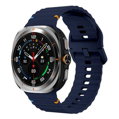 For Samsung Galaxy Watch8 Classic 46mm / Watch8 44mm / 40mm xDfind Wavy Grain Stitched Silicone Watch Band, L