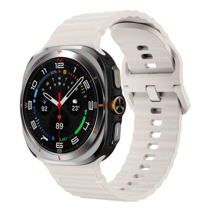 For Samsung Galaxy Watch8 Classic 46mm / Watch8 44mm / 40mm xDfind Wavy Grain Stitched Silicone Watch Band, L