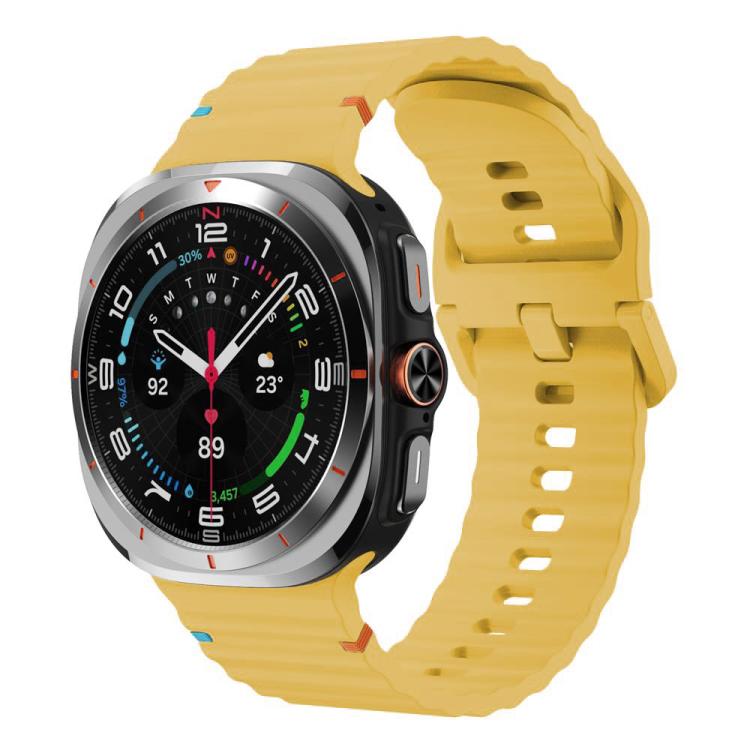 For Samsung Galaxy Watch8 Classic 46mm / Watch8 44mm / 40mm xDfind Wavy Grain Stitched Silicone Watch Band, S, L