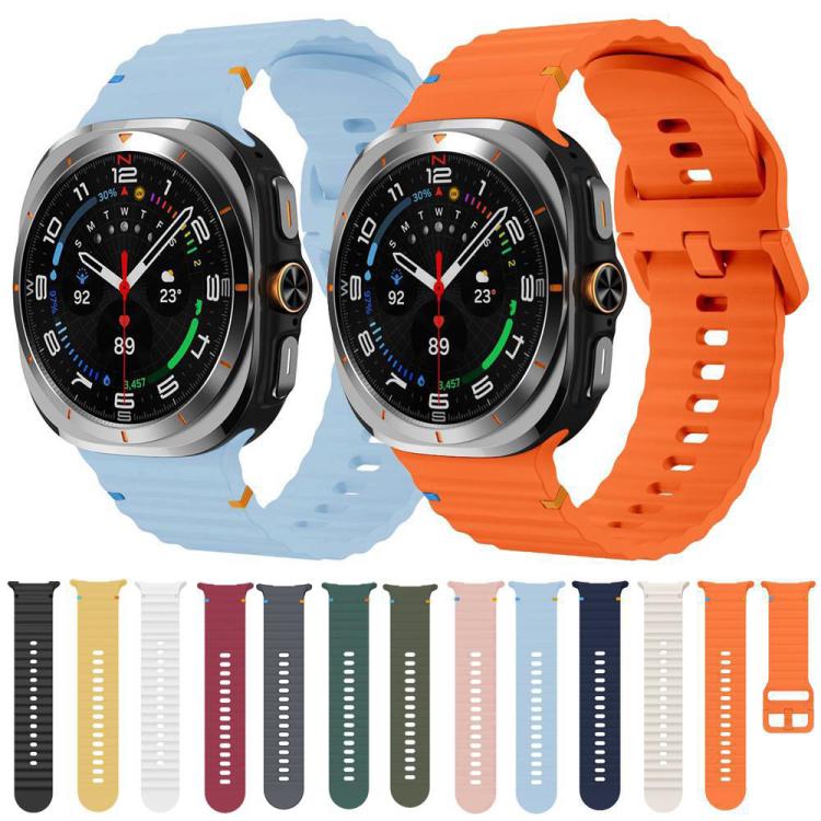 For Samsung Galaxy Watch8 Classic 46mm / Watch8 44mm / 40mm xDfind Wavy Grain Stitched Silicone Watch Band, S, L