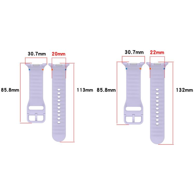 For Samsung Galaxy Watch8 Classic 46mm / Watch8 44mm / 40mm xDfind Wavy Grain Stitched Silicone Watch Band, S, L