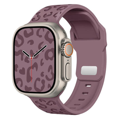 Buckle Concave Leopard Silicone Watch Band, For Apple Watch 46mm / 49mm / 45mm / 44mm, For Apple Watch 42mm / 41mm / 40mm / 38mm