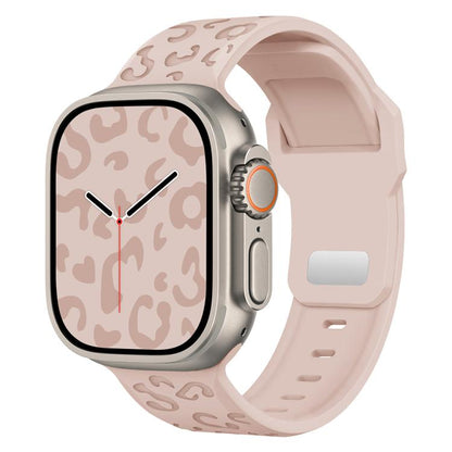 Buckle Concave Leopard Silicone Watch Band, For Apple Watch 46mm / 49mm / 45mm / 44mm, For Apple Watch 42mm / 41mm / 40mm / 38mm