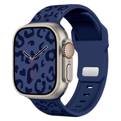 Buckle Concave Leopard Silicone Watch Band, For Apple Watch 46mm / 49mm / 45mm / 44mm, For Apple Watch 42mm / 41mm / 40mm / 38mm