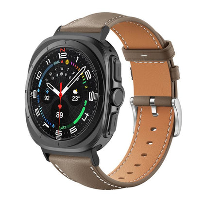 xDfind Flat Head Black Shark Fine Grain Leather Watch Band, For Samsung Galaxy Watch Ultra / Ultra 2025, For Samsung Galaxy Watch8 / Watch8 Classic, For Samsung Galaxy Watch7 / FE / 6 / 5 / 4