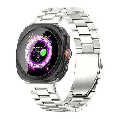Three Beads Flat Buckle Titanium Alloy Watch Band, For Samsung Galaxy Watch Ultra / Ultra 2025, For Samsung Galaxy Watch8 / Watch8 Classic