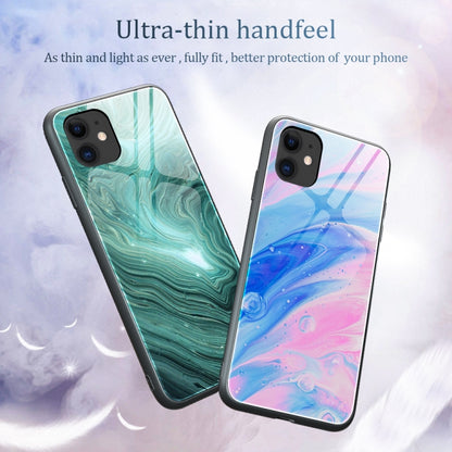 Marble Pattern Glass Protective Case, For iPhone 12 mini, For iPhone 12 Pro Max, For iPhone 11 Pro, For iPhone SE 2022 / SE 2020 / 8 / 7, For iPhone X