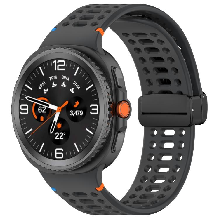 xDfind Magnetic Black Buckle Silicone Watch Band, For Samsung Galaxy Watch8 / Watch8 Classic