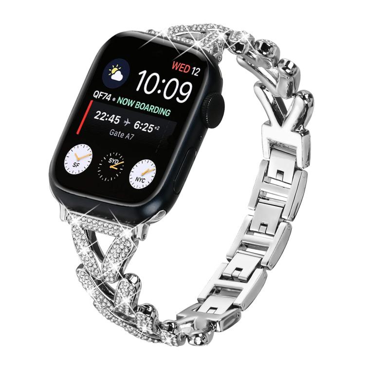 xDfind Small Twist Diamond Metal Watch Band, For Apple Watch 42 / 44 / 45 / 46 / 49mm 20mm, For Apple Watch 38 / 40 / 41 / S10 42mm 20mm