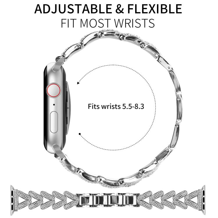 xDfind Small Twist Diamond Metal Watch Band, For Apple Watch 42 / 44 / 45 / 46 / 49mm 20mm, For Apple Watch 38 / 40 / 41 / S10 42mm 20mm